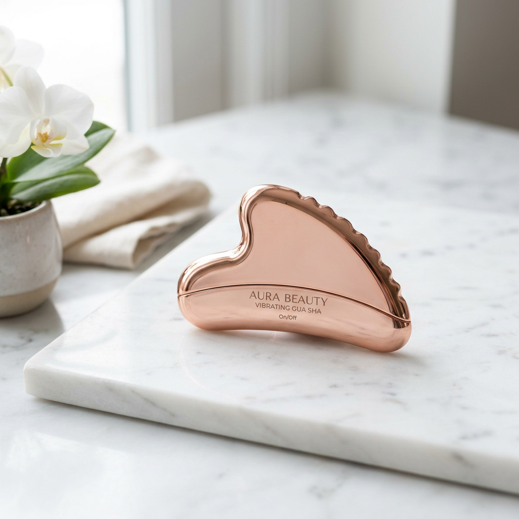 Electric Gua Sha / Vibrating Face Massager - Rose gold premium beauty tool